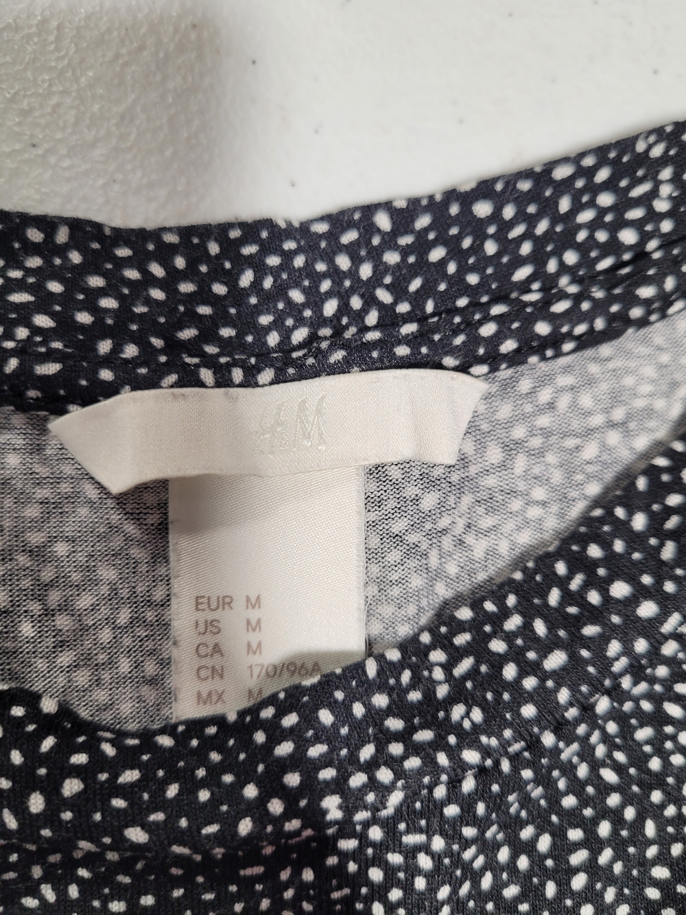 H&M Black Short Sleeve Top with White Dot Print - Picture 2 of 3